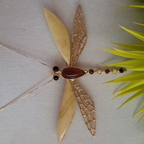 Dragonfly pendant with baltic amber - Picture 2 of 4